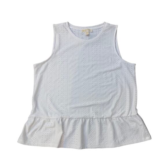 Michael Kors white eyelet sleeveless peplum top size XL - Picture 12 of 12